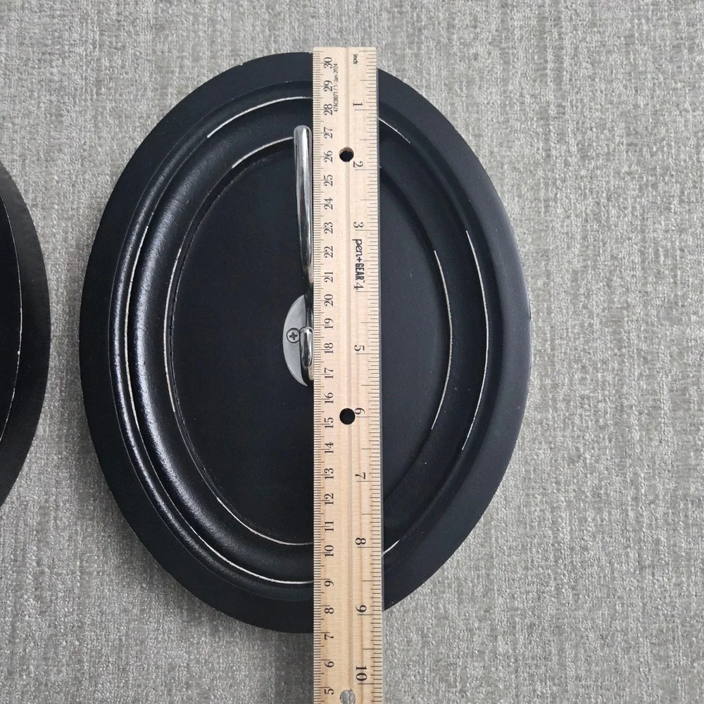 Set of 2 Black Oval Wooden Wall Hooks Coat Clothing Entryway Closet Mudroom
